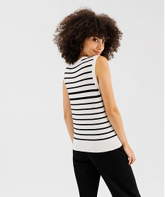 gilet sans manches a rayures en viscose femme imprime pullsG475901_3