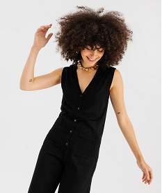 GEMO Gilet sans manches en maille fluide femme noir standard