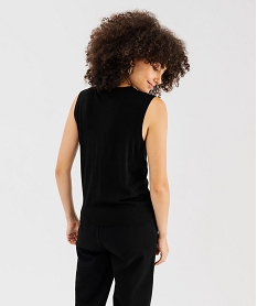 gilet sans manches en maille fluide femme noir standard pullsG476001_3