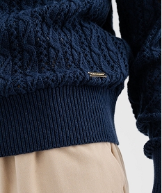 pull en maille torsadee ajouree femme - lulucastagnette bleu pullsG476101_2