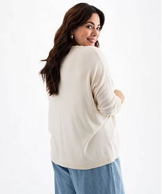 pull en maille fine a col v fantaisie contrastant femme blanc chine pullsG476401_3