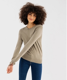 GEMO Pull fin en viscose fluide femme kaki standard