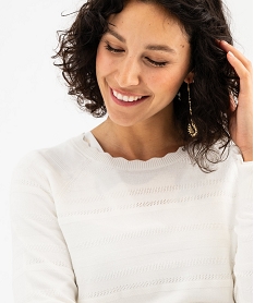 pull col rond en maille fine femme blanc chine pullsG477101_2