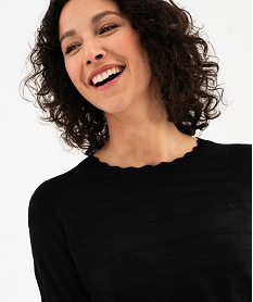 pull col rond en maille fine femme noir standard pullsG477201_2