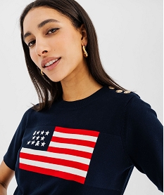 GEMO Pull manches courtes en maille fine imprimée femme - LuluCastagnette navy