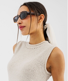 GEMO Pull léger sans manches avec finitions roulottées femme Beige