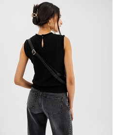 pull leger sans manches avec finitions roulottees femme noir standard pullsG477801_3
