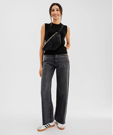 pull leger sans manches avec finitions roulottees femme noir standard pullsG477801_4