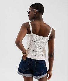 debardeur en maille ajouree boutonne sur l’avant femme beige pullsG477901_3