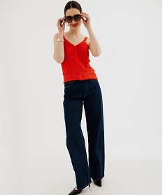 debardeur en maille ajouree boutonne sur l’avant femme rouge standard pullsG478001_4