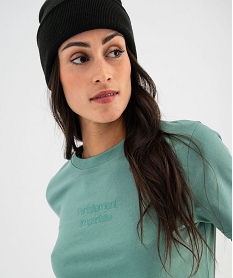 tee-shirt manches courtes et col rond avec message brode femme vert standard t-shirts manches courtesG479101_2