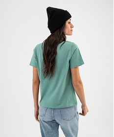 tee-shirt manches courtes et col rond avec message brode femme vert standard t-shirts manches courtesG479101_3