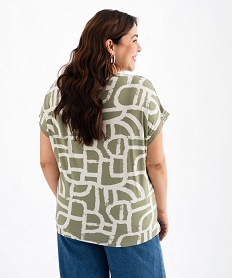tee-shirt imprime a manches courtes a col v femme grande taille blanc t-shirts manches courtesG479201_3