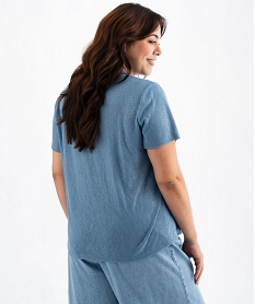 tee-shirt manches courtes paillete a col v femme grande taille bleu t-shirts manches courtesG479301_3