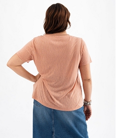 tee-shirt manches courtes paillete a col v femme grande taille beige standard t-shirts manches courtesG479401_3