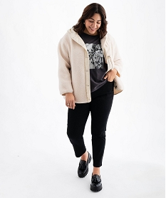 tee-shirt manches courtes imprime coloris unique femme grande taille blanc t-shirts manches courtesG479501_4