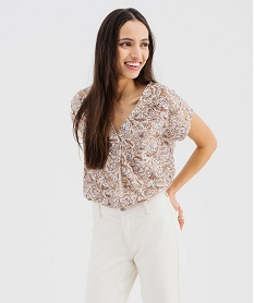 tee-shirt manches courtes a col v femme blanc t-shirts manches courtesG480801_2