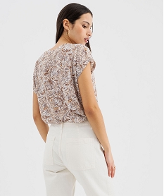 tee-shirt manches courtes a col v femme blanc t-shirts manches courtesG480801_3