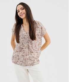 tee-shirt manches courtes a col v femme blanc t-shirts manches courtesG480801_4