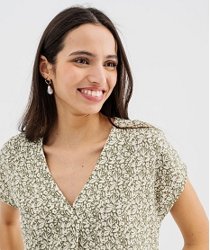 blouse manches courtes a col v femme kaki standard t-shirts manches courtesG481101_2