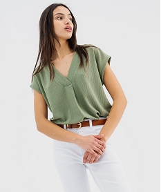 GEMO Tee-shirt manches courtes à col V femme Brun