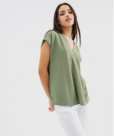 tee-shirt manches courtes a col v femme brun t-shirts manches courtesG481201_2