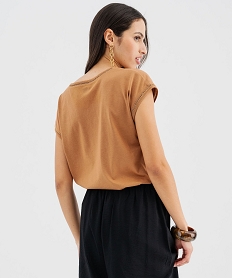 tee-shirt a manches courtes avec finitions scintillantes femme brun hauts a paillettesG481301_3