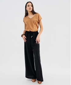 tee-shirt a manches courtes avec finitions scintillantes femme brun hauts a paillettesG481301_4
