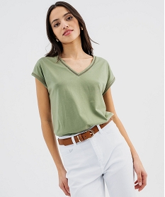 GEMO Tee-shirt à manches courtes avec finitions scintillantes femme kaki standard