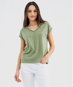 tee-shirt a manches courtes avec finitions scintillantes femme kaki standard hauts a paillettesG481401_2