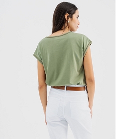 tee-shirt a manches courtes avec finitions scintillantes femme kaki standard hauts a paillettesG481401_3