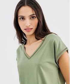 tee-shirt a manches courtes avec finitions scintillantes femme kaki standard hauts a paillettesG481401_4