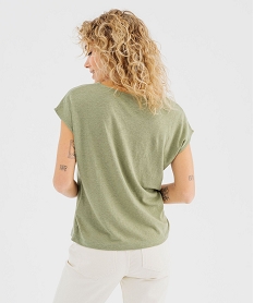 tee-shirt manches courtes coupe loose en lin femme kaki standard t-shirts manches courtesG481701_3