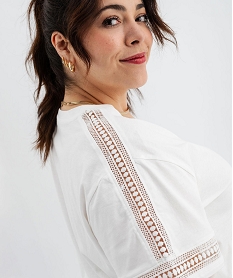 tee-shirt manches courtes avec details brodes femme grande taille blanc t-shirts manches courtesG481801_3