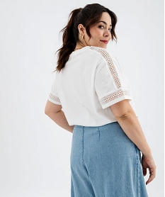 tee-shirt manches courtes avec details brodes femme grande taille blanc t-shirts manches courtesG481801_4