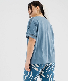 tee-shirt manches courtes avec details brodes femme grande taille bleu t-shirts manches courtesG482001_3