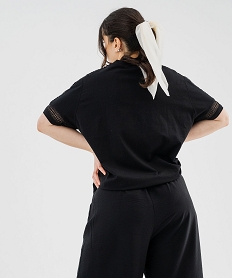 tee-shirt manches courtes avec details brodes femme grande taille noir standard t-shirts manches courtesG482101_3
