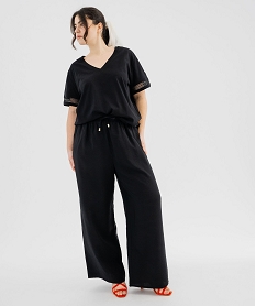tee-shirt manches courtes avec details brodes femme grande taille noir standard t-shirts manches courtesG482101_4