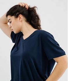 tee-shirt manches courtes en modal souple col v femme grande taille bleu standard t-shirts manches courtesG482201_2