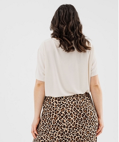 tee-shirt manches courtes en modal souple col v femme grande taille beige standard t-shirts manches courtesG482301_3
