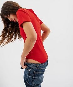 GEMO Body à manches courtes en maille côtelée femme rouge standard