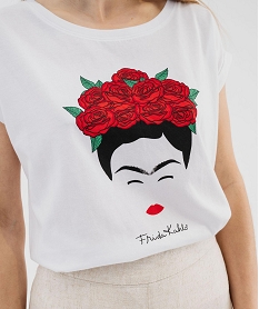 tee-shirt manches courtes loos eimprime frida kahlo femme blanc t-shirts manches courtesG483301_2