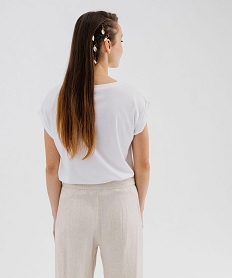 tee-shirt manches courtes loos eimprime frida kahlo femme blanc t-shirts manches courtesG483301_3