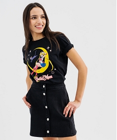 GEMO Tee-shirt manches courtes femme avec large motif - Sailor Moon noir standard