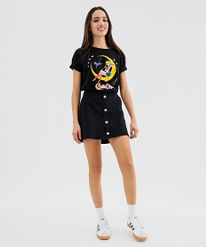 tee-shirt manches courtes femme avec large motif - sailor moon noir standard t-shirts manches courtesG483501_4
