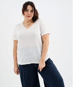 tee-shirt manches courtes paillete a col v femme grande taille beige standard t-shirts manches courtesG483801_2