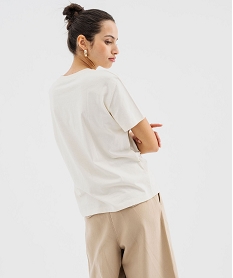 tee-shirt manches courtes et col rond motif coquillage femme blanc chine t-shirts manches courtesG484001_3