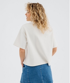 tee-shirt manches courtes et col rond coupe oversize femme beige t-shirts manches courtesG484101_3