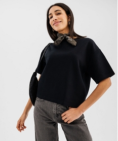GEMO Tee-shirt manches courtes et col rond coupe oversize femme noir standard
