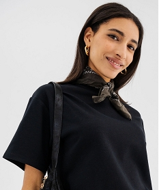 tee-shirt manches courtes et col rond coupe oversize femme noir standard t-shirts manches courtesG484201_2